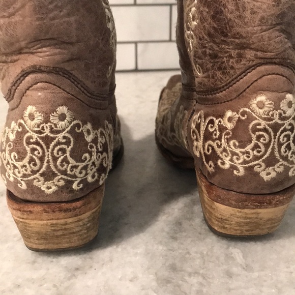 Corral Boots Girls Size 2.5 Teen Brown Leather Embroidered Western Boho Cowgirl - Picture 7 of 12
